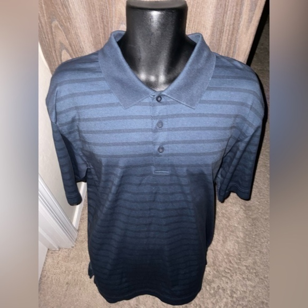Men’s used blue size XL striped  polo shirt dry Tex luxe CB Men’s used blue size